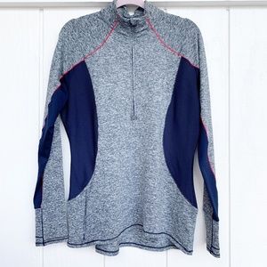 ATHLETA Grey Navy Blue Half Zip L